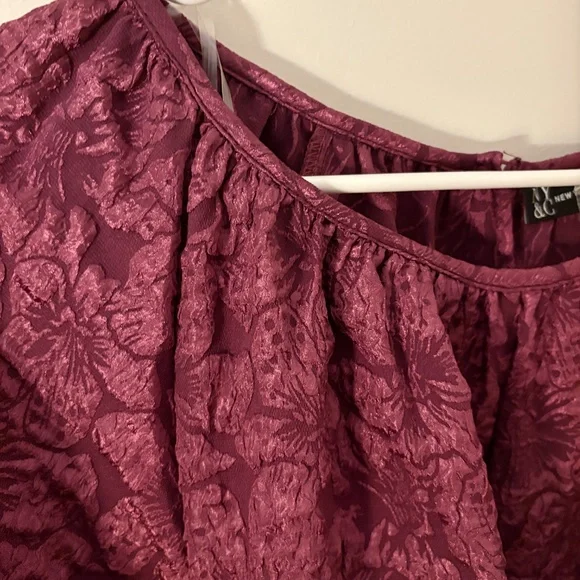 NWT NY & CO Textured Puff-Sleeve Shift Dress Size Large - Picture 8 of 12